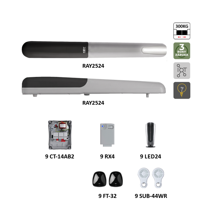 RAYKIT pro dvoukřídlovou bránu do 2,5m/křídlo