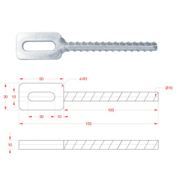Kotvení do betonu na plotové dílce 130 x 30 mm, na vrták Ø 10 mm, Zn