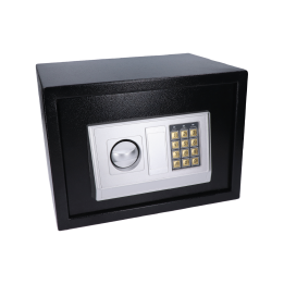 Nábytkový elektronický trezor 350x250x250mm, tloušťka dveří 3mm, tělo 1mm, vnitřní rozměry 245x185x245mm, barva: černá