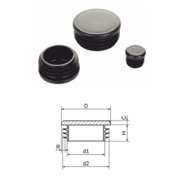 Vnitřní krytka kulatá plastová Ø33 - Ø48 mm