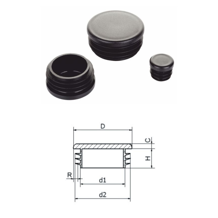 Vnitřní krytka kulatá plastová Ø33 - Ø48 mm