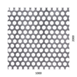 Děrovaný plech kruhový přesazený Zn, otvor ø 10 mm, rozteč 15 mm (1000x2000x1 mm)
