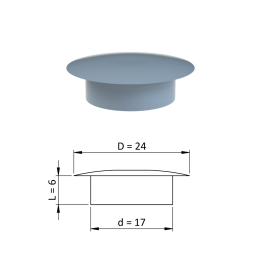 Vnitřní krytka kulatá ø 24 mm, otvor ø 17 mm, šedá, plast