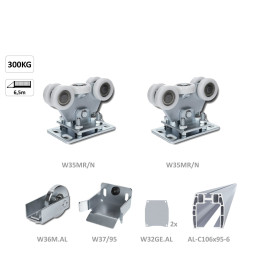 Samonosná do 300 kg/6,5 m, profil 95 x 106 mm, hliník