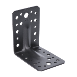 Úhelník s prolisem 90x90x65 mm 2,0 mm černý díry průměr 5 mm - 16 ks 7 mm - 12 ks 11 mm - 2 ks
