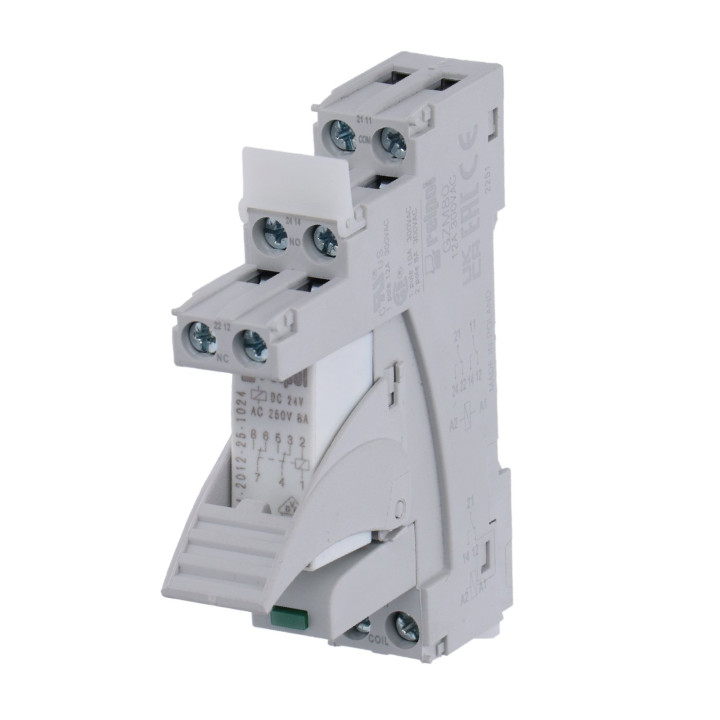 Relé na DIN lištu, cívka 24V, kontakty 250V/8A (PI84-024DC)