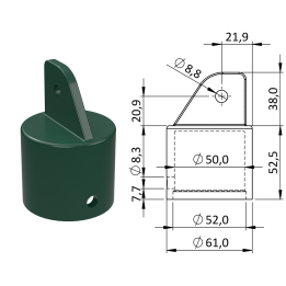 Plastová krytka ø 61 x 90,5 mm, tvrzený plast PA