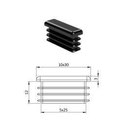 Krytka plastová 10 x 30 mm černá