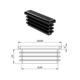 Krytka plastová 10 x 40 mm černá