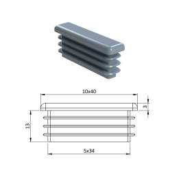 Krytka plastová 10 x 40 mm šedá
