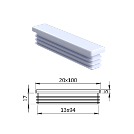 Krytka plastová 20 x 100 mm bílá