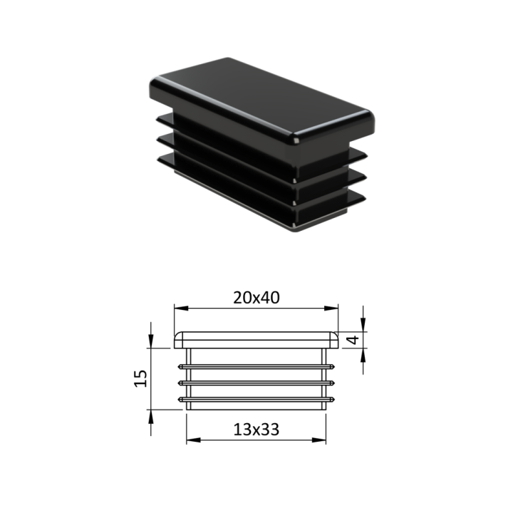 Krytka plastová 20 x 40 mm