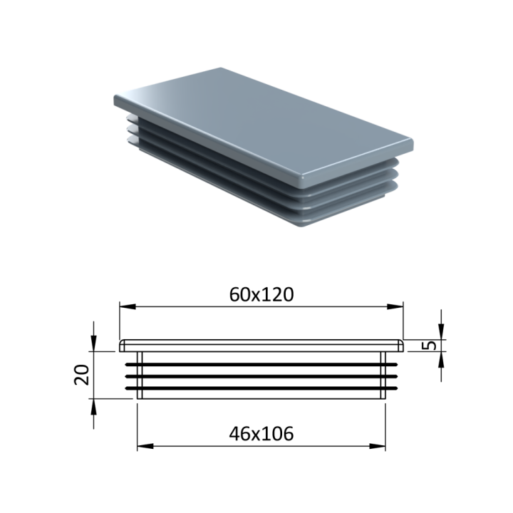 Plastová krytka 60 x 120 mm