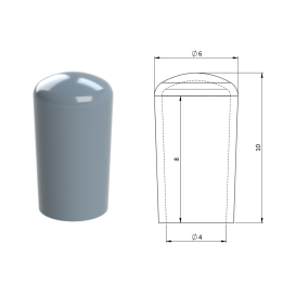 Vnější krytka PVC ø 6 x 10 mm, otvor 4 x 8 mm, šedá
