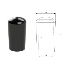 Vnější krytka PVC ø 6 x 10 mm, otvor 4 x 8 mm, černá