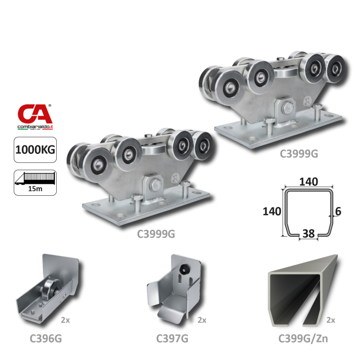 Set kování GRANDE-9 samonos do 1000 kg, profil 140 x 140 x 6000 mm