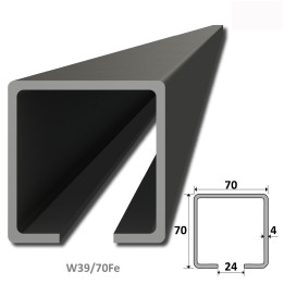 Vodící C profil 70x70x22,5x4mm, bez povrchové úpravy