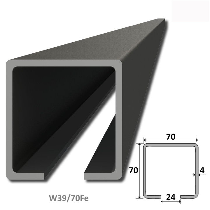 Vodící C profil 70x70x22,5x4mm, bez povrchové úpravy
