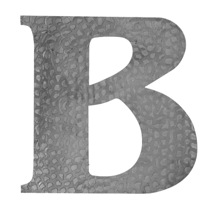 Domové písmeno B, 170x170mm zdobené, bez povrchovej úpravy