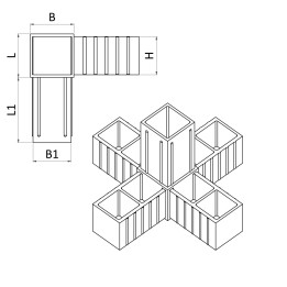 Plastová spojka - 5-nohý kus do profilu 20x20x1.5mm