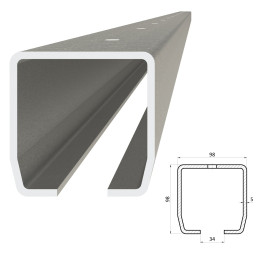 C profil MEDIO 98 x 98 x 5 x 3000 mm s otvory, pozinkovaný