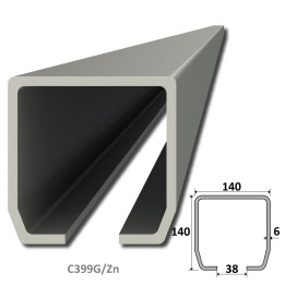 C profil GRANDE, 140 x 140 x 6 x 6000 mm, pozinkovaný