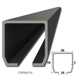 C profil 98 x 98 x 5 x 5000 mm, černý Fe