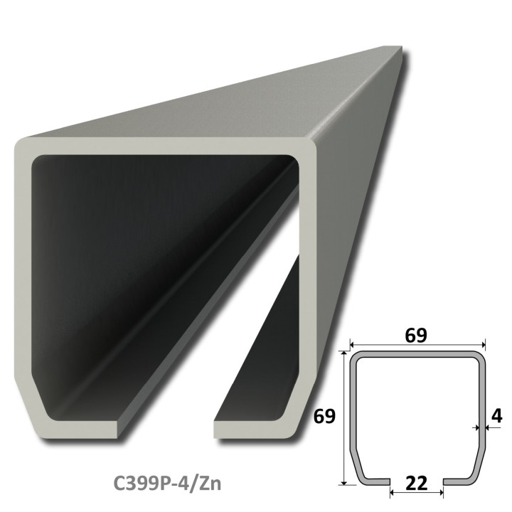 C profil 69 x 69 x 4 x 5000 mm, pozinkovaný