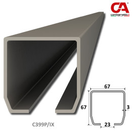 C profil PICOLLO (67x67x3mm) Combi Arialdo nerezový, pre samonosný systém, nerez bez povrchovej úpravy /AISI304, dĺžka 6