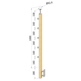 Dřevěný sloup boční kotvení, 5řadový, průchozí, vnější