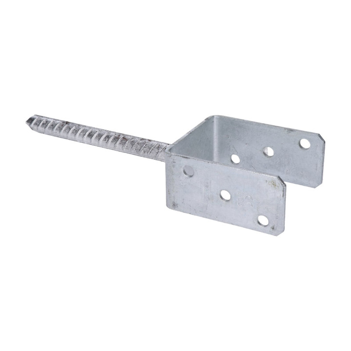 Pätka stĺpika U 101x120x324mm, 4mm žárový pozink, priemer nohy 18mm, počet děr o průměru 11mm-6ks