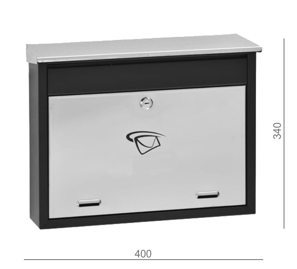 Poštovní schránka (400x340x100mm) nerez / černá, max. formát listu: C6