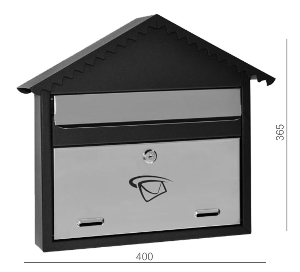 Poštovní schránka (400x365x75mm) nerez / černá, max. formát listu: C4