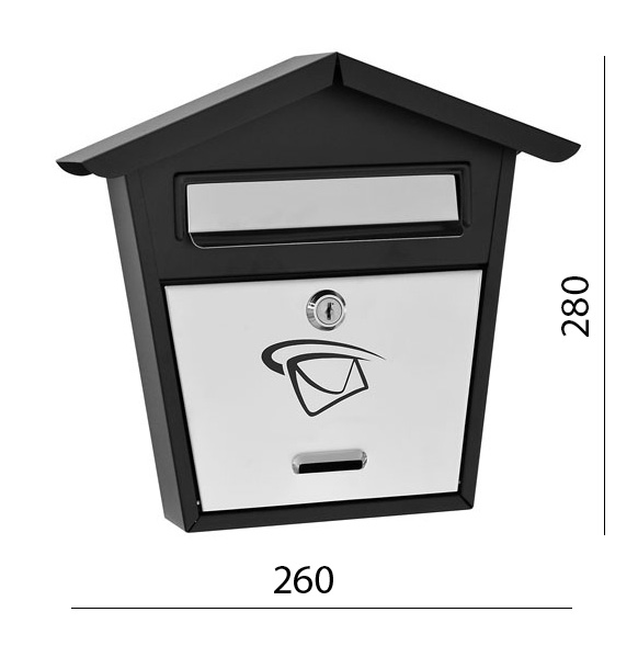 Poštovní schránka (260x280x60mm) nerez / černá, max. formát listu: B6
