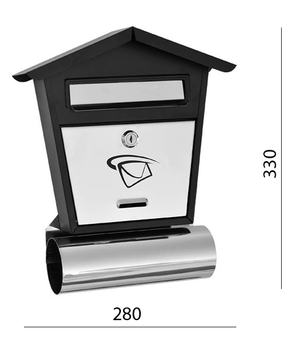 Poštovní schránka (280x330x75mm) nerez / černá, max. formát listu: B6