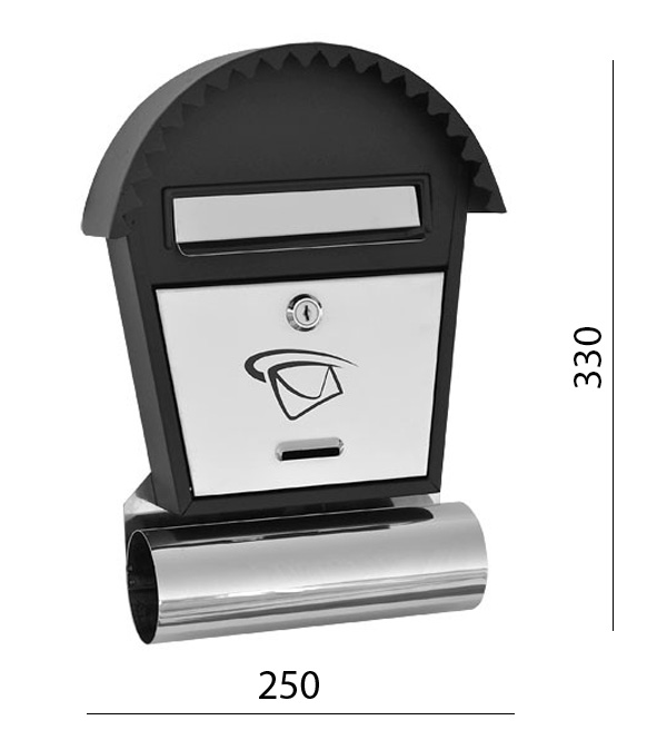 Poštovní schránka (250x350x50mm) nerez / černá, max. formát listu: B6
