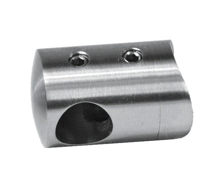 Držák tyče průměr=12mm (koncový-levý) na trubku průměr=42,4mm (30x22mm), broušená nerez K320/AISI304