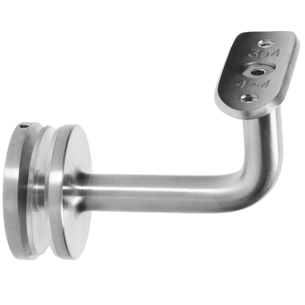 Držák madla pevný na trubku o průměru 42,4mm, s uchycením na sklo 6-21,52mm, broušená nerez K320/AISI304