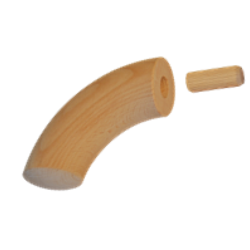 Dřevěný ukončovací oblouk (D=42mm / 86°), dřevo: buk bez povrchového nátěru