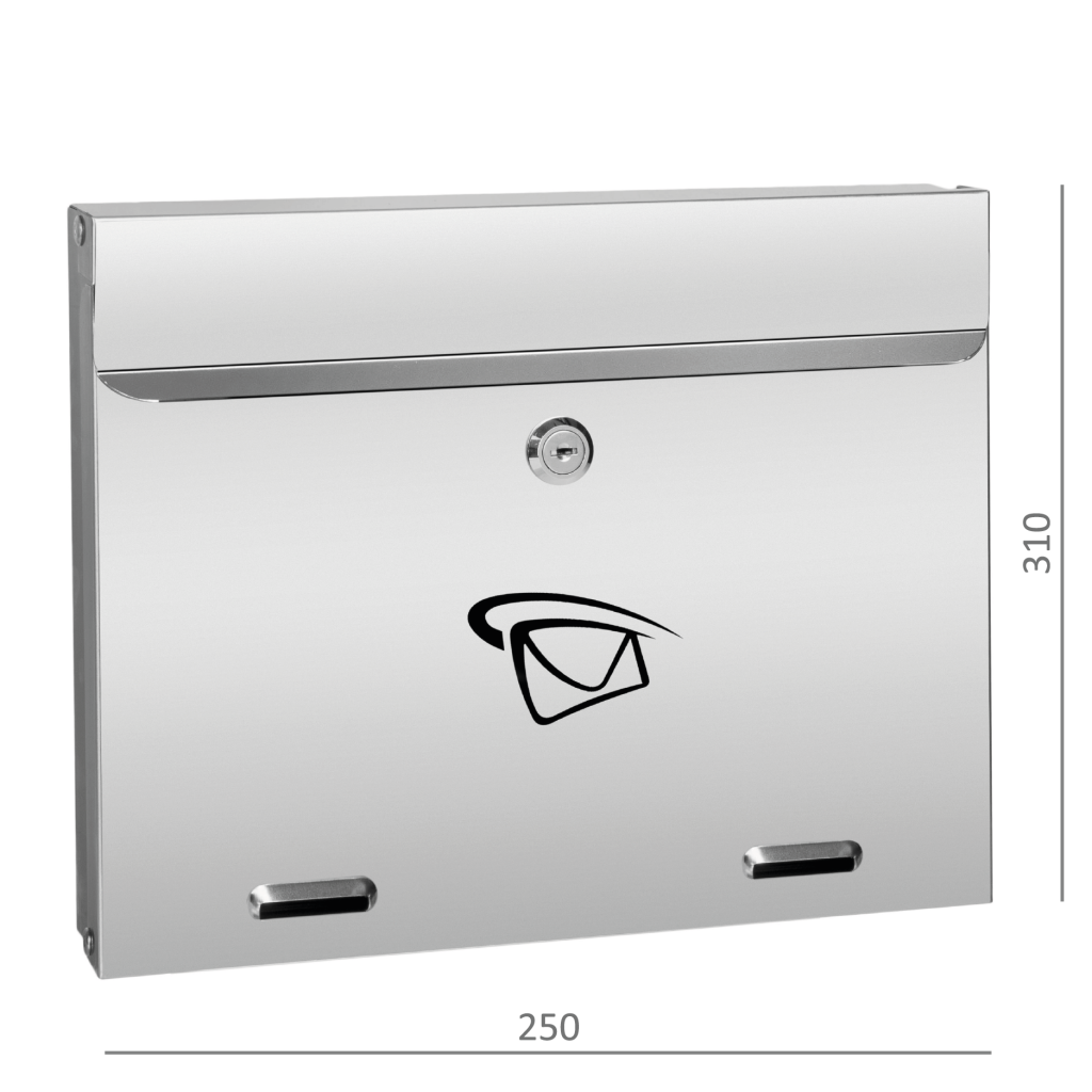 Poštovní schránka (250x310x60mm), vhoz (20x305mm) max. formát listu: A4, leštěná nerez AISI304