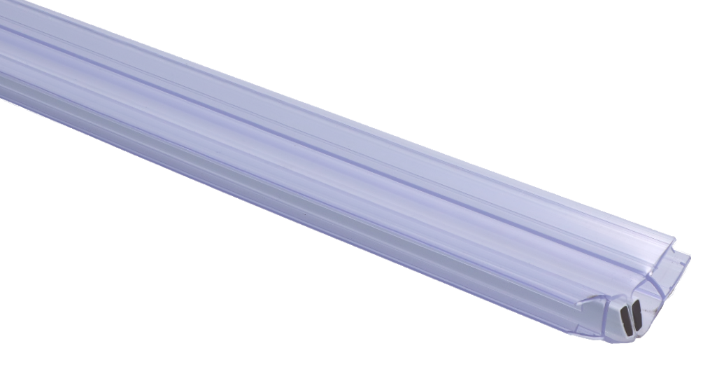 Plastové těsnění magnetické, na sklo 8mm, mezi dvoje skleněné dveře, 135°, 2200mm, 2ks